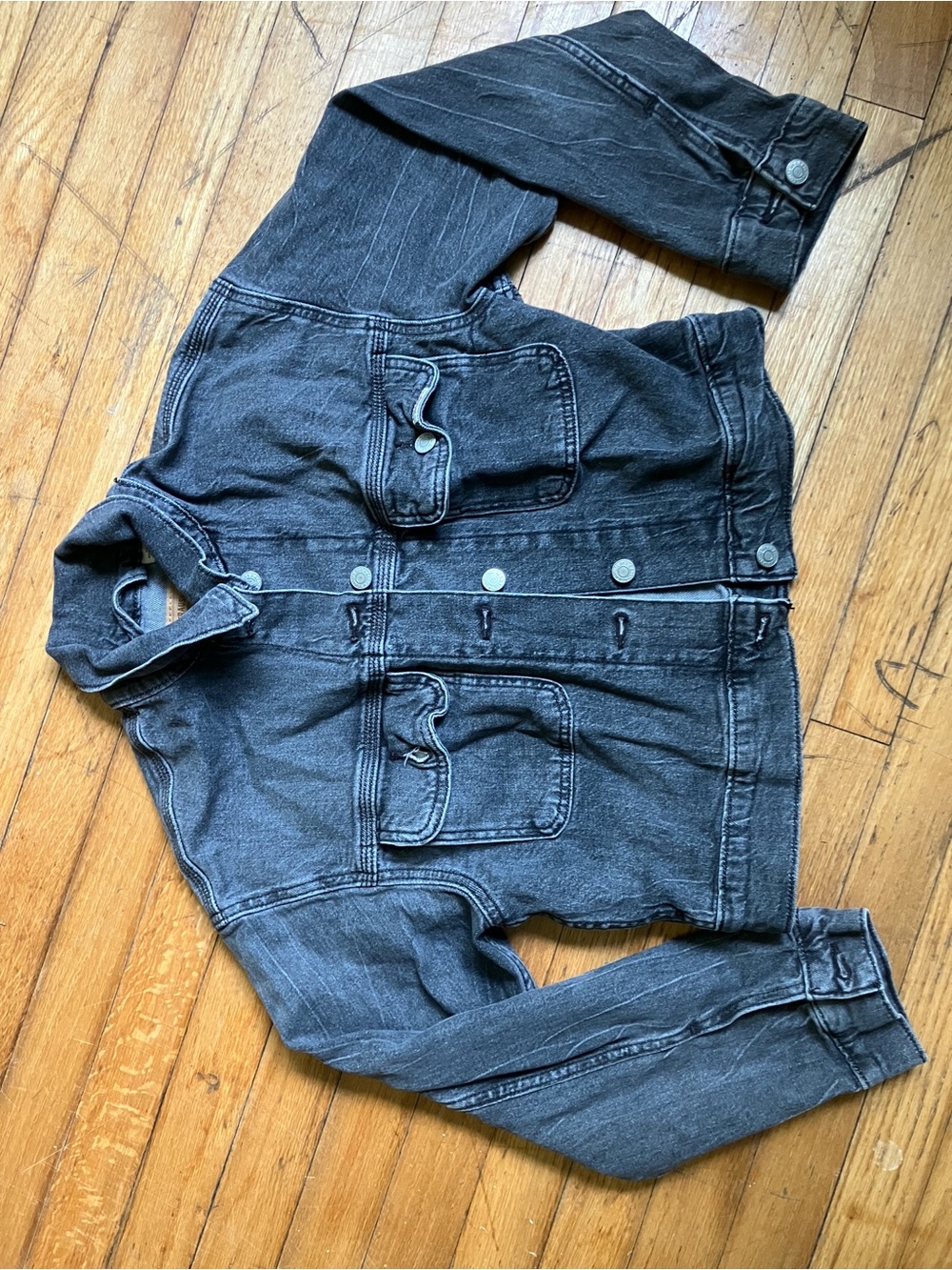 Levi's Black Denim Jacket with Front Flap Pockets